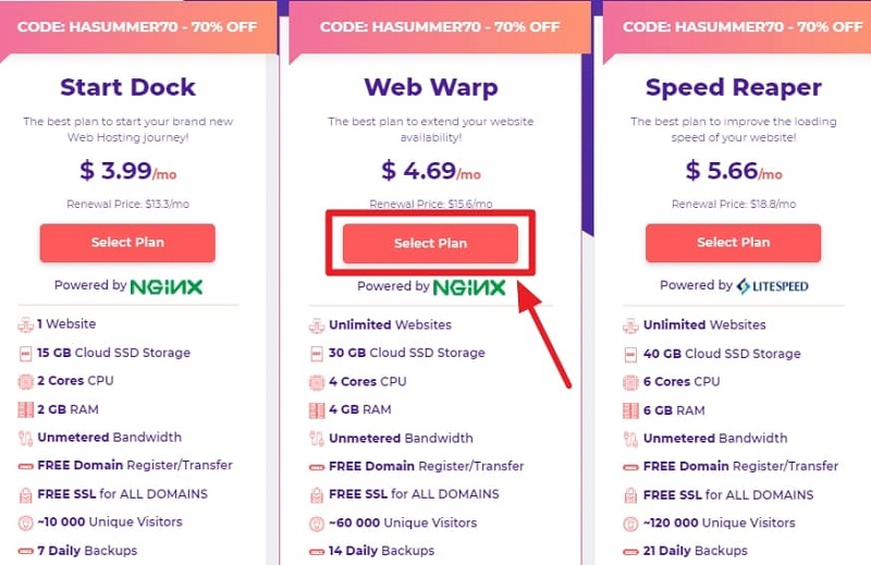 hostarmada shared hosting plans