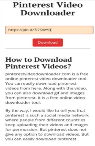 downloading video from pinterest