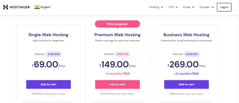 hostinger shared pricing 