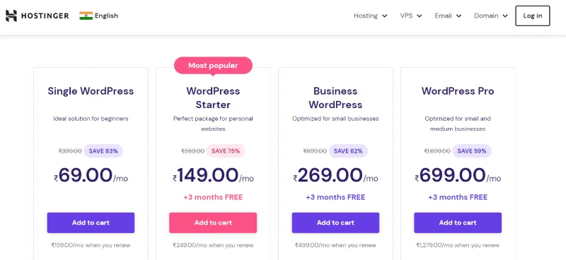 Hostinger WordPress Hosting Price